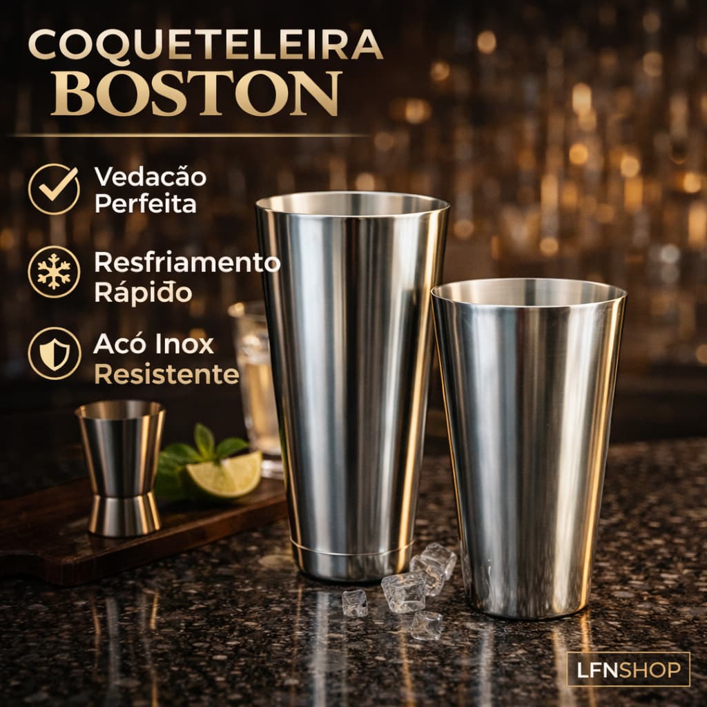 Coqueteleira Boston 820ml Profissional Inox Shaker Bartender Para Drinks Premium