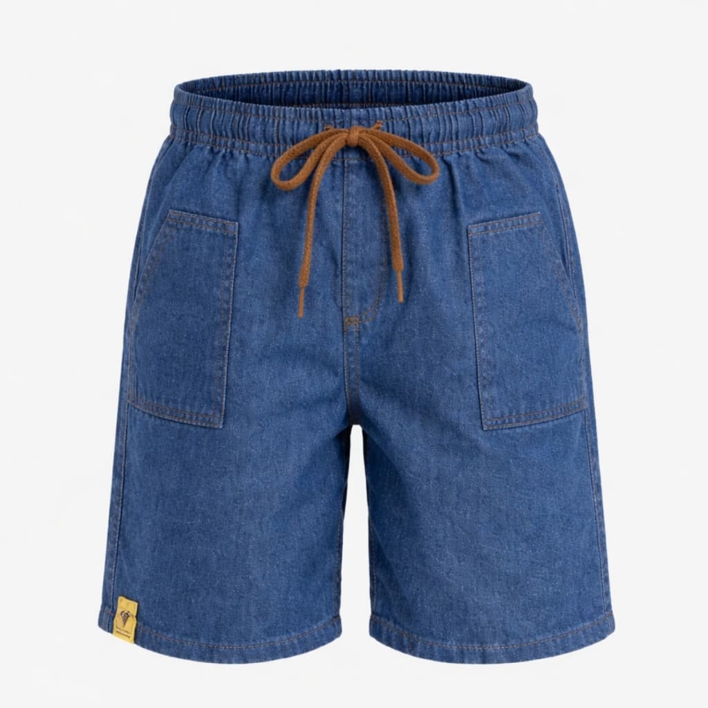 Short Jeans Masculino Infantil Ajustável Com Bolsos Azul Médio Com Elástico Bermuda Jeans Menino