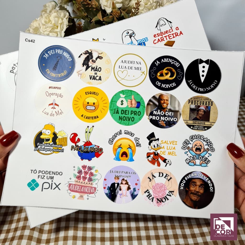Kit Adesivos Hora da Gravata Noivo Casamento Lua de Mel 4cm Divertidos Engraçado Festa Casamento
