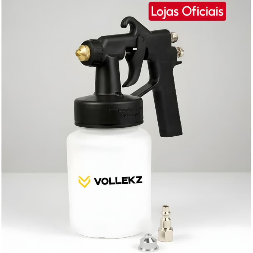 Pistola de Pintura Ar Direto Pneumática Vollekz 600ml Bico 1,2mm Profissional VK-PS600