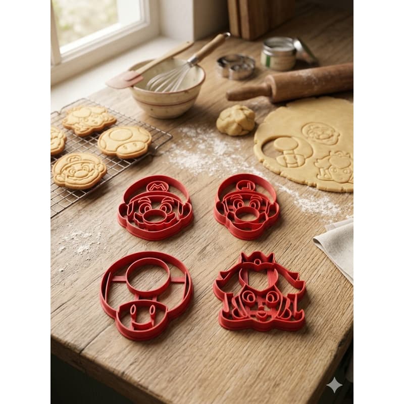 Kit com 4 Cortador de Biscoito Super Mario