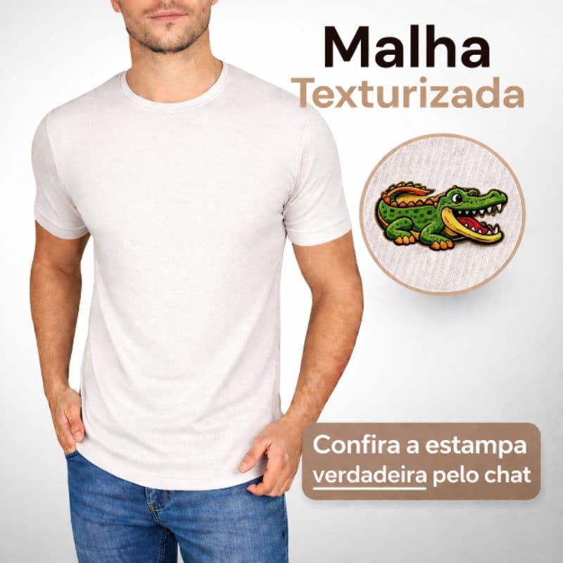 Camiseta Masculina Premium Texturizada Malha Chinesa Confortável e Respirável