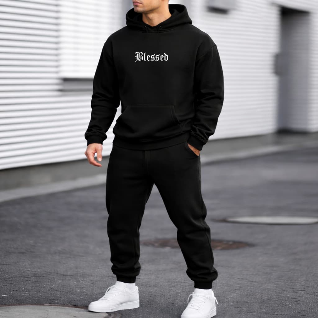 Kit Conjunto Moletom Masculino Streetwear Confortável Estiloso Blusa de Frio e Calça Flanelado Capuz Bolso