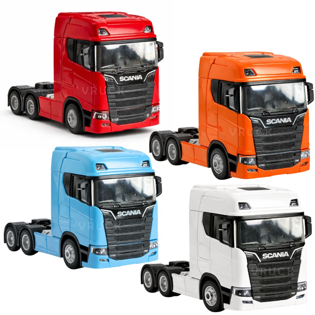 Miniatura Caminhão Scania 1/42 Trucado Metal Som Luz Fricção 4 Cores Colecionável