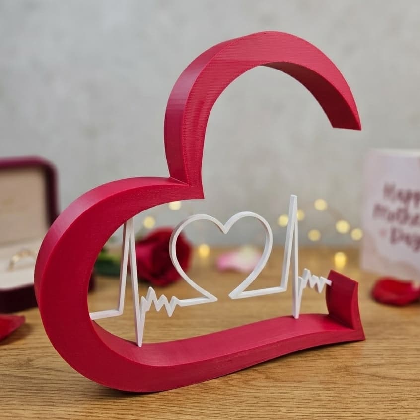 💖 Coração Decorativo com Batimento Cardíaco Escultura Romântica Moderna Presente Dia das Mães Criativo Amor Decoração