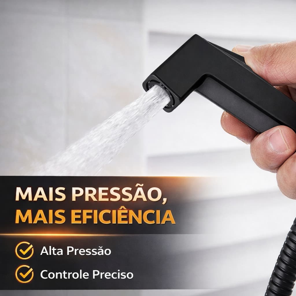 Ducha Higiênica Completa Luxo 1/4 Volta Preta Branca Cromada com Mangueira 1,20m
