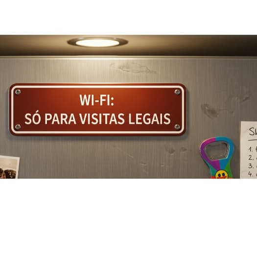 Plaquinha decorativa ÍMÃ de geladeira com frase wifi pessoas legais  imita placa de rua retro visita