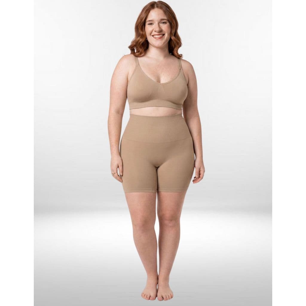 Bermuda Modeladora Microfibra Sem Costura Plus Size Gestante Cintura Maternidade