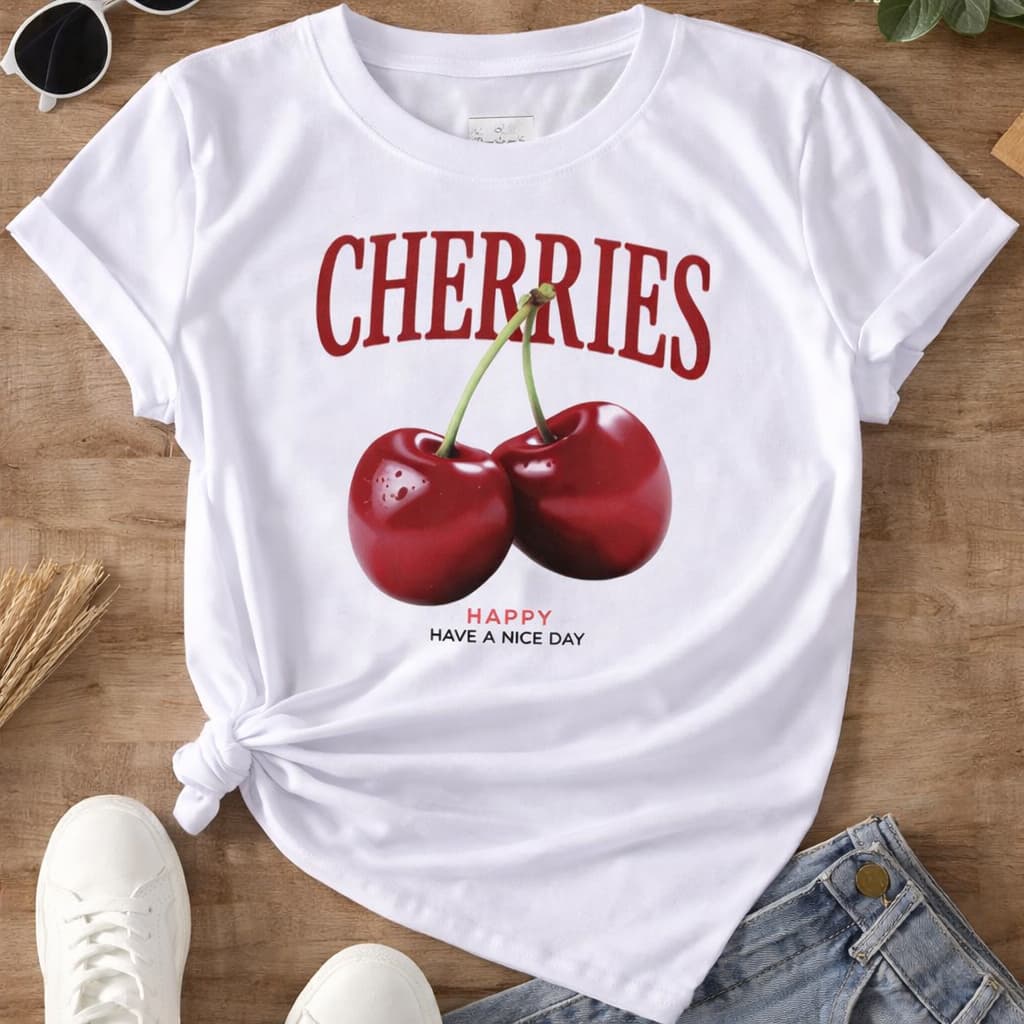 Camiseta T-Shirt Estampa Blusa coleção frutas topicais Verão Tendência 2026