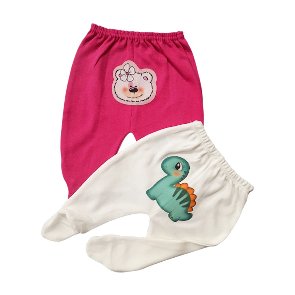 KIT Contendo 2 Culotes com aplicação no bum bum ( Mijão ) com Pé Malha Suedine BEBE PREMATURO