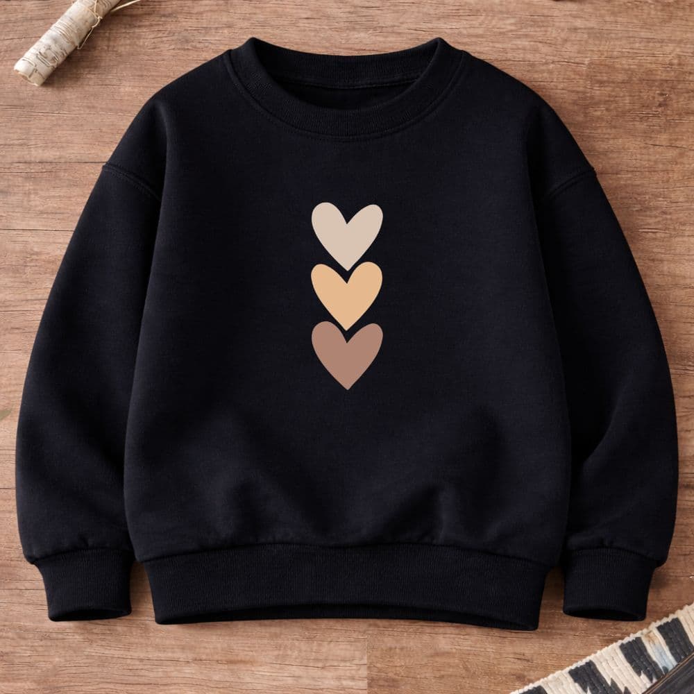 Moletom juvenil e infantil blusa de frio meninas corações blusa moletom gola careca premium