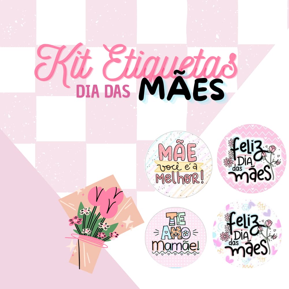 Adesivo Vinil 4x4 Dia das Mães - Etiquetas Personalizadas