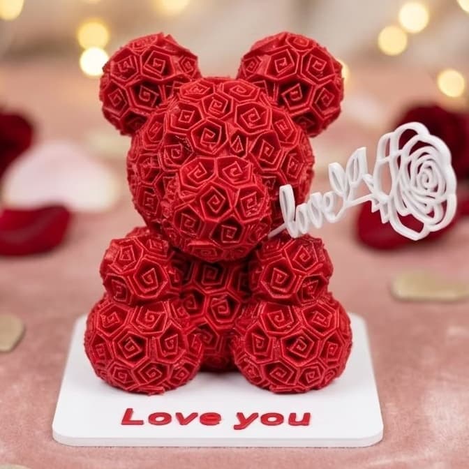 Ursinho de Rosas Vermelho com Base Presente Romântico Dia dos Namorados Surpresa para Namorada