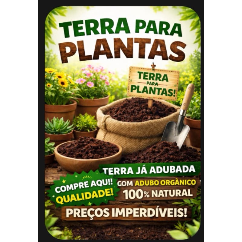 Terra para Plantas em Geral, já adubada com adubo Orgânico