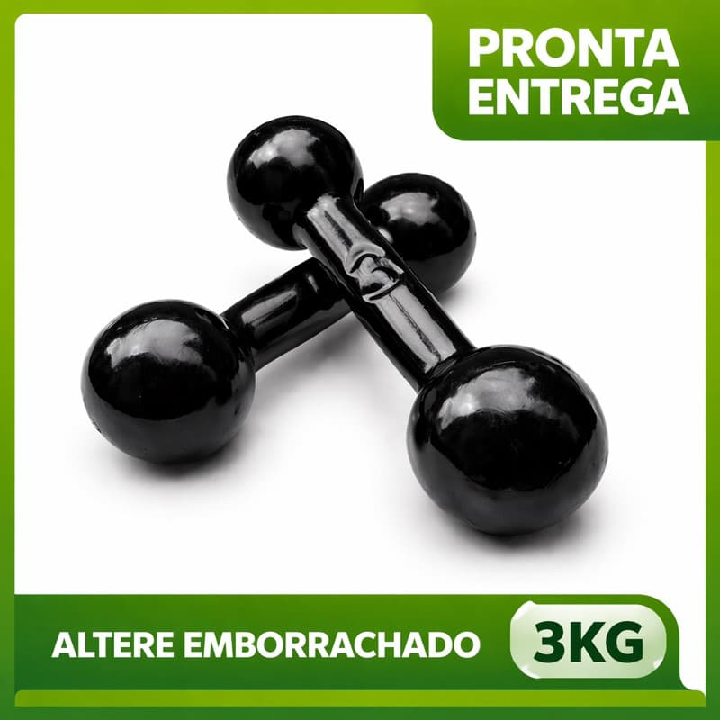 Par Halteres Emborrachado 3kg (6kg Total) Peso Para Exercícios Academia Treino em Casa