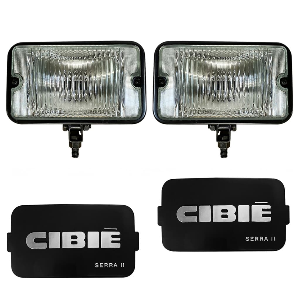 Par Farol de Milha Quadrado 155x90mm com Capas Cibie Sierra II Pretas – Universal