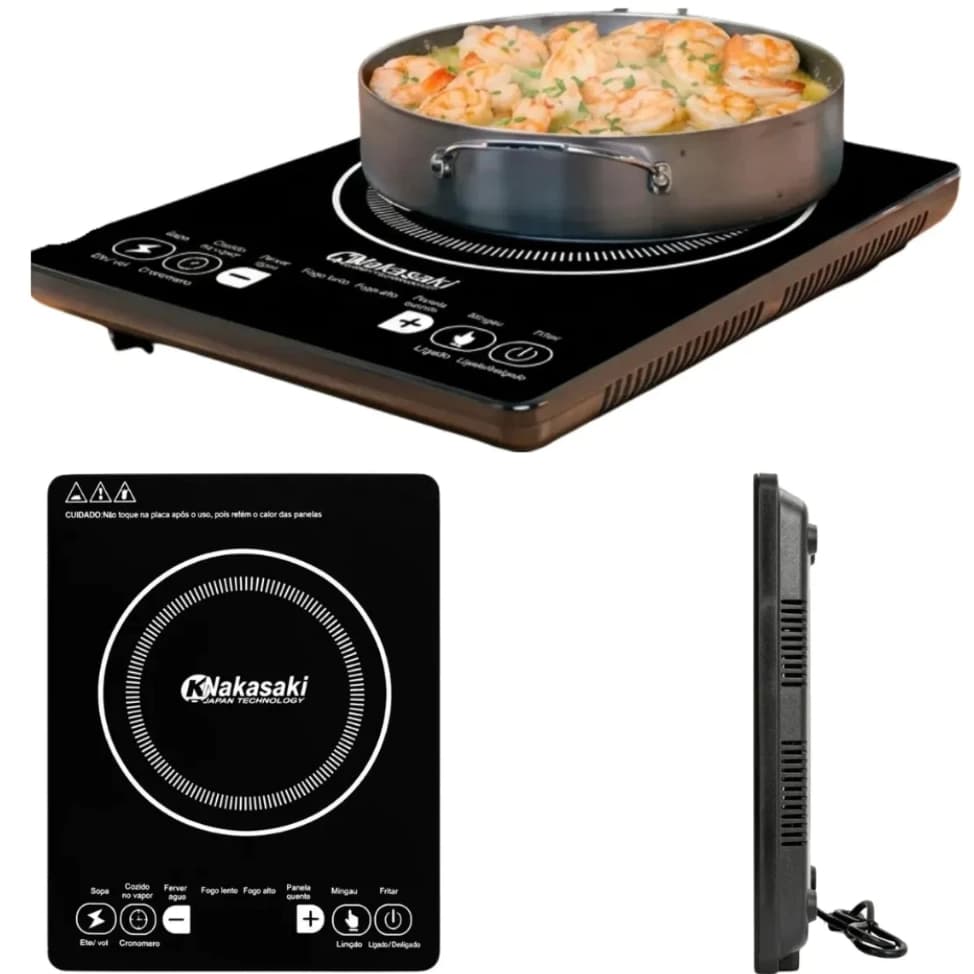 Cooktop Indução Nakasaki Supreme 2300W Portátil Touch  Rápido Seguro Moderno