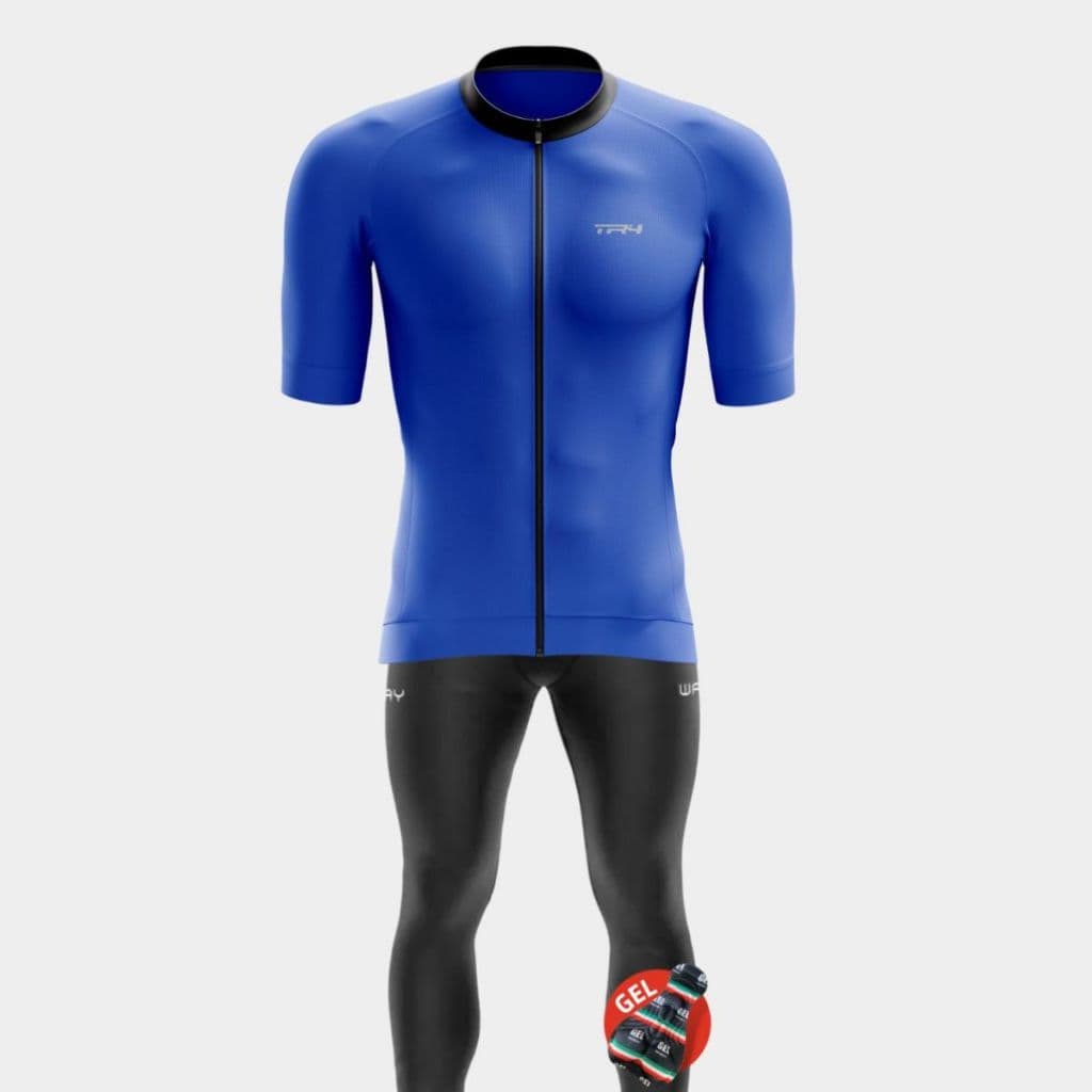 Conjunto Masculino Ciclismo Camisa Premium Zíper Total Calça Forro Gel Pedal Bike Speed Mtb