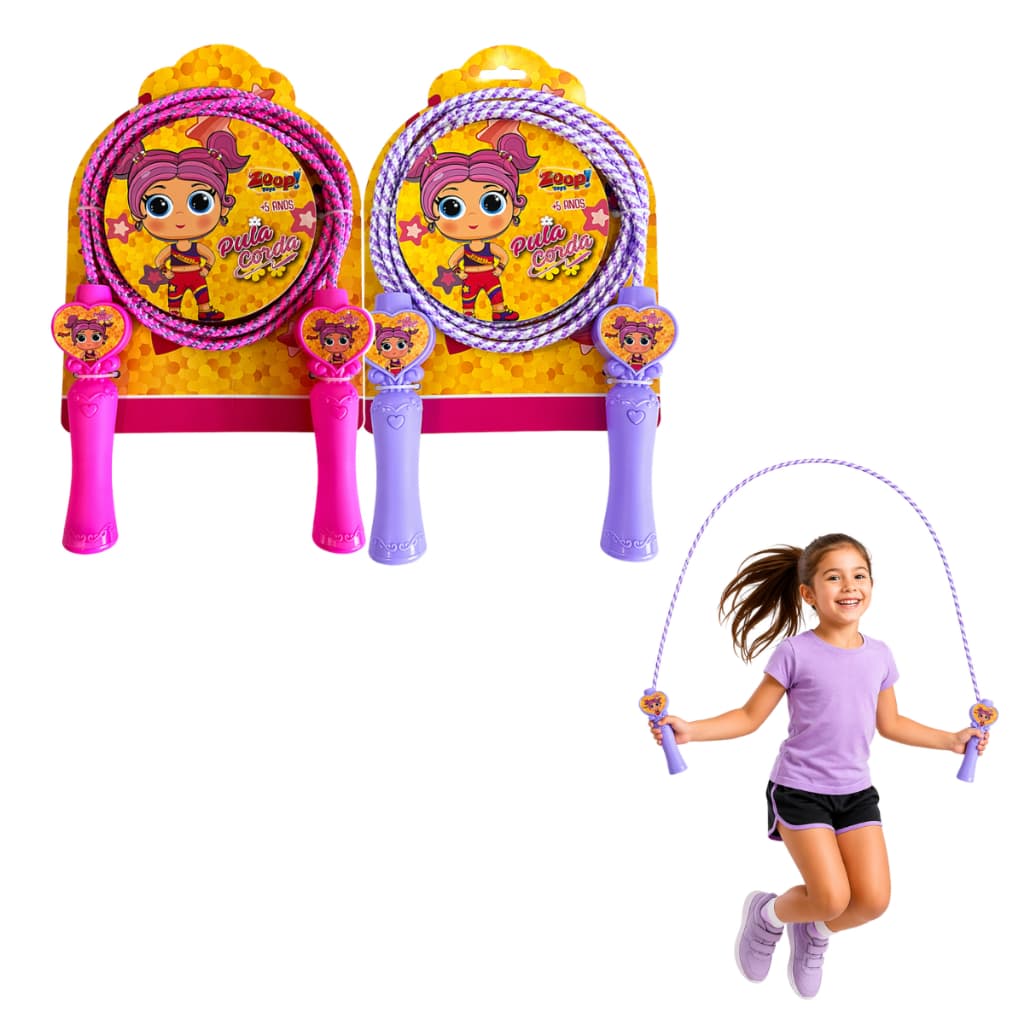 Pula Corda Infantil 2m Rosa e Roxo Brinquedo Divertido Pular Corda - Zoop Toys