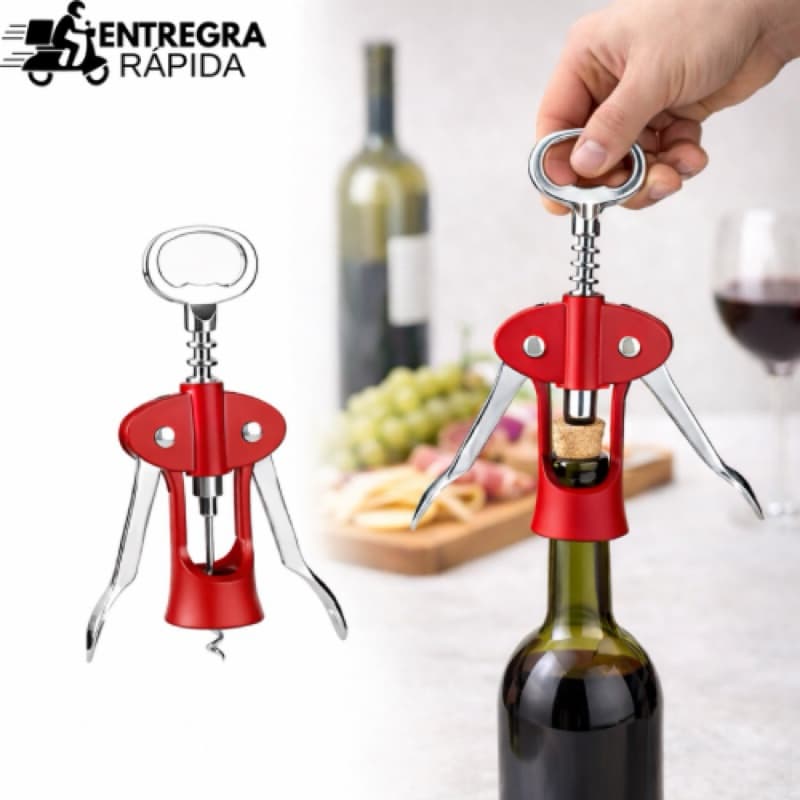 Saca Rolha Abridor de vinho e de Garrafas em Inox e Plastico modelo borboleta