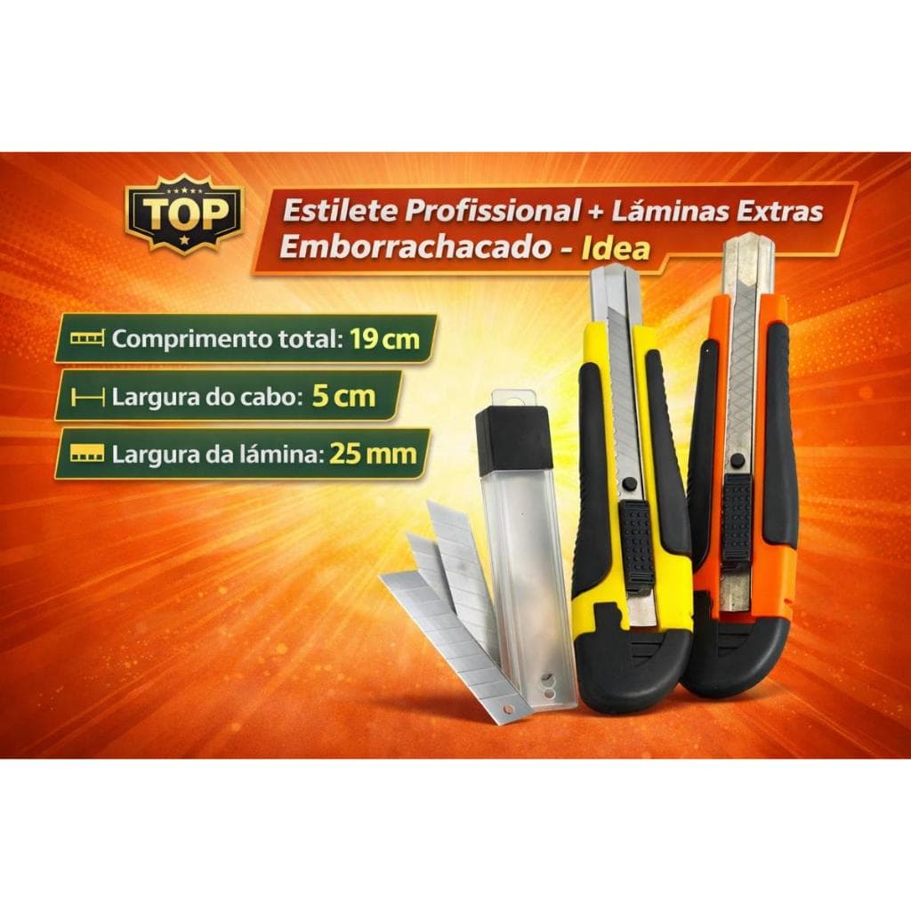 Estilete Profissional + Lâminas Extras Emborrachachado