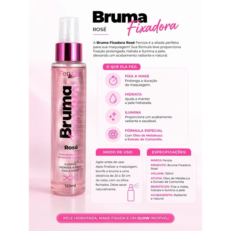 Bruma Fixadora Rosé Fenzza – Pele Hidratada e Make Perfeita!
