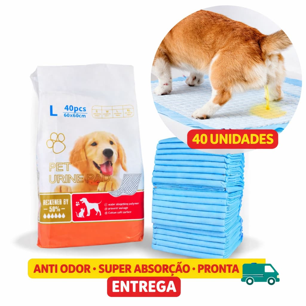 Tapete Higiênico Pet 60 x60 Super Absorção Para Cães e Gatos 40 Unidades Anti Vazamento Envio Rápido