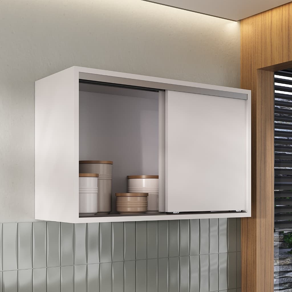 Armário Aéreo Prático 70cm Multiuso 100% MDF com Portas de Correr | Compacto e Funcional