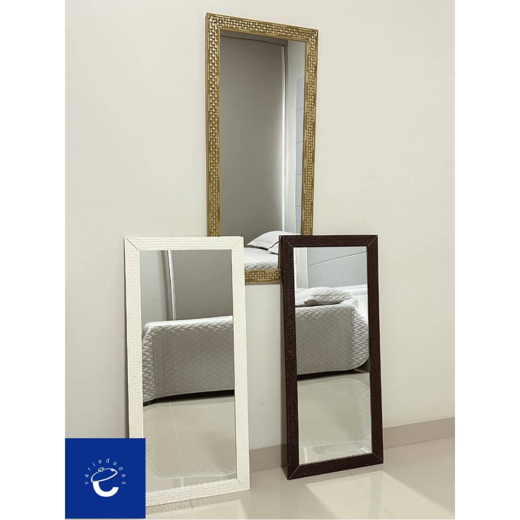 Espelho Decorativo Com Moldura Em Madeira Retangular 40x90 Médio Corpo Inteiro