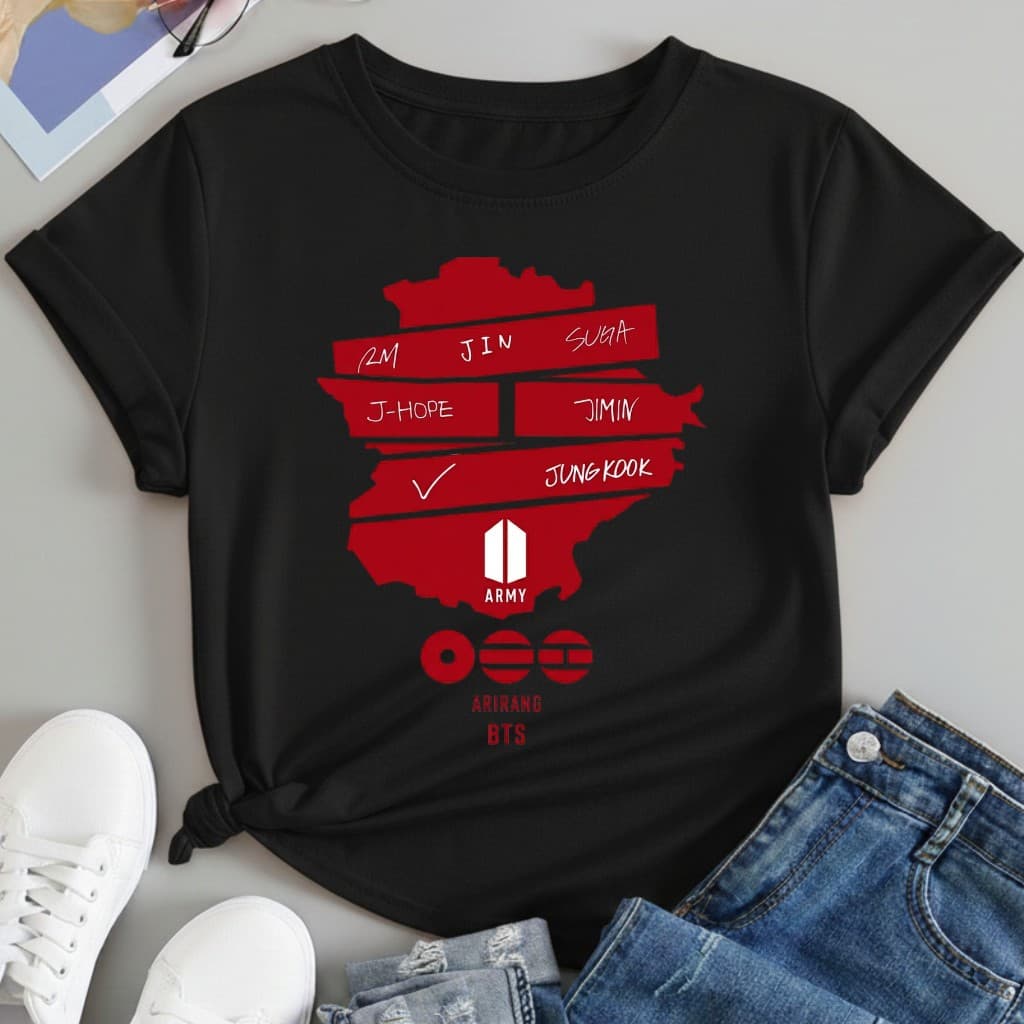 Camisa BTS Tour 2026 Show Camiseta Básica Algodão Manga Curta Kpop Koreano Unissex Premium Top Varias Cores