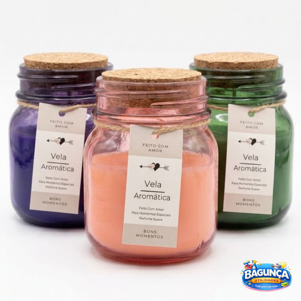 Vela Aromática Perfumada em Pote de Vidro com Tampa | Ambiente Relaxante e Decorativo