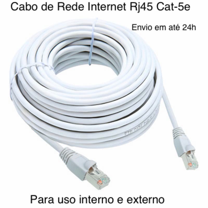 Cabo de Rede Internet Rj45 Cat5e Cor Branco Pc Game Notebook