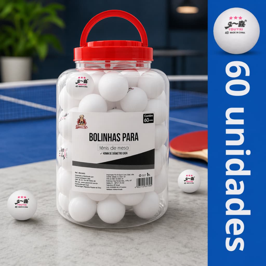 Bolinhas de Ping Pong Tenis de Mesa 60 Unidades Profissional Cor Branca