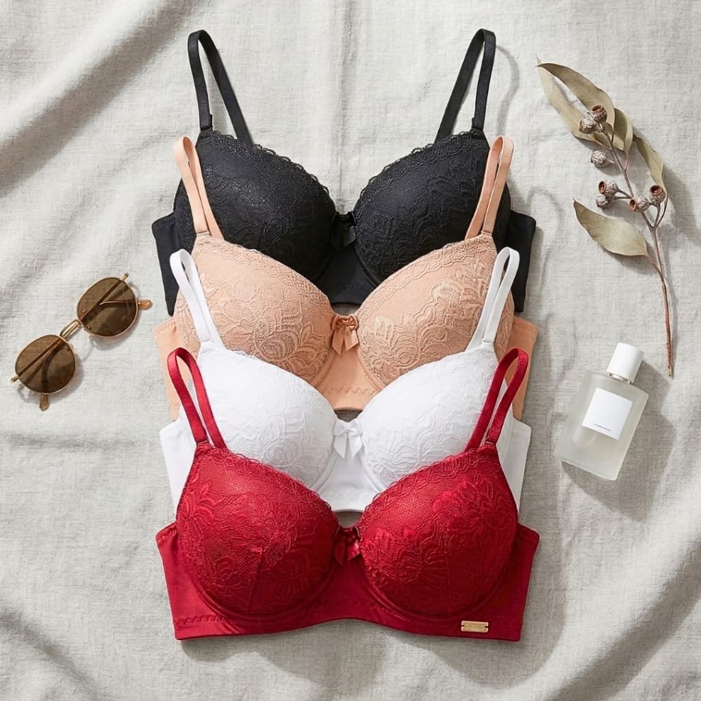 Kit C/4 Sutiãs RENDADO Premium com Bojo Push Up Efeito Silicione Reforçado Soutien PROMOÇÃO FÁBRICA
