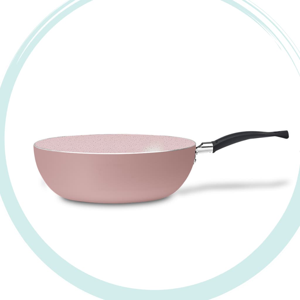 Wok Brinox Antiaderente Ceramic Life Rainbow Ø24cm 2,65 Litros Rosa
