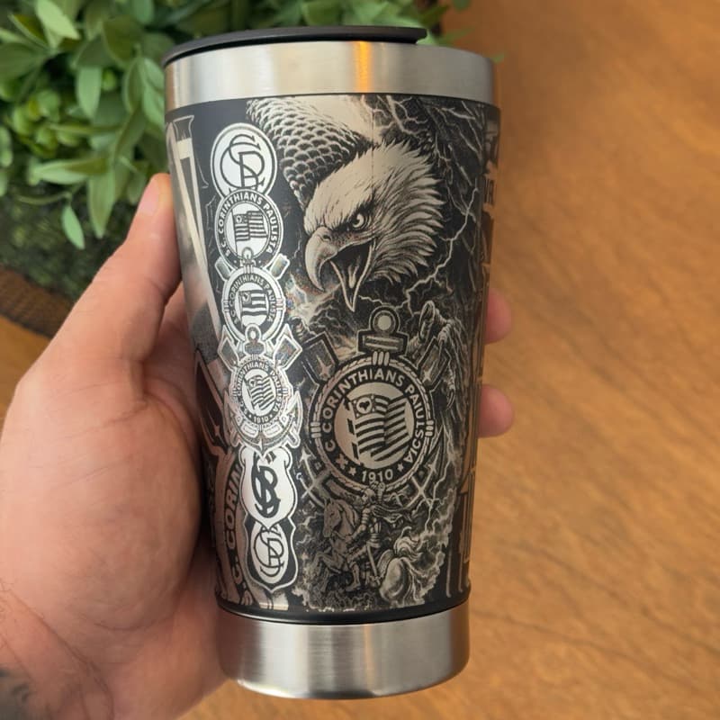 Copo Térmico Personalizado | 473ml | Gravação a Laser 360 Grau - Vai Corinthinas