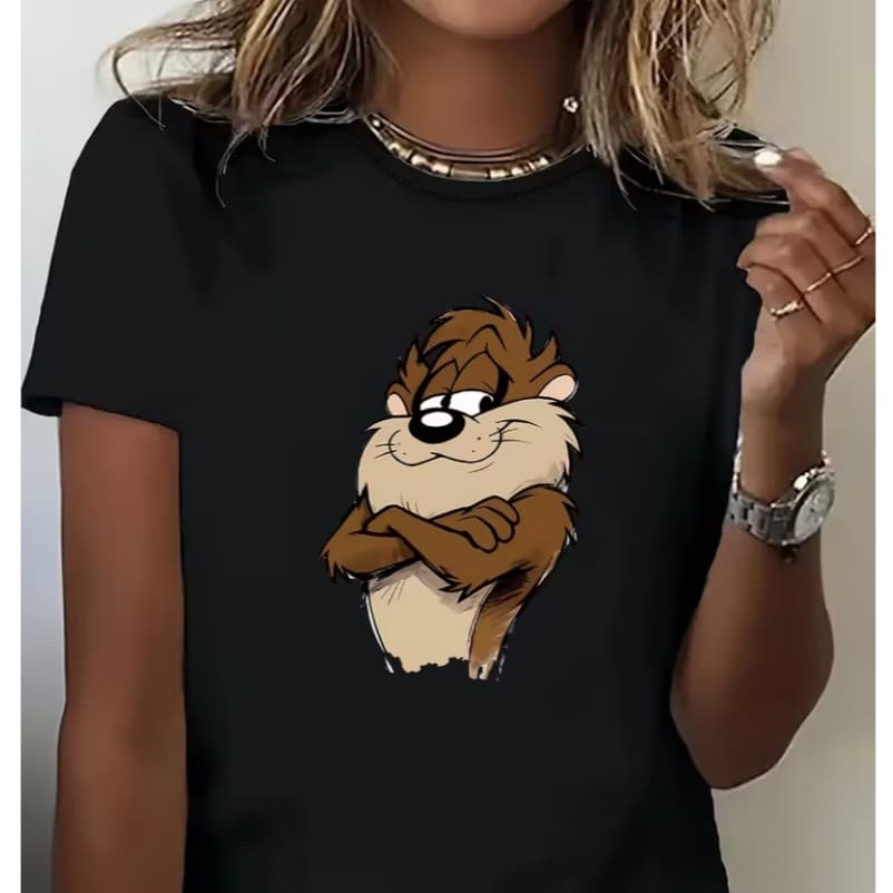 Camiseta Feminina 100% Algodão Taz Mania Vintage Retro Cartoon