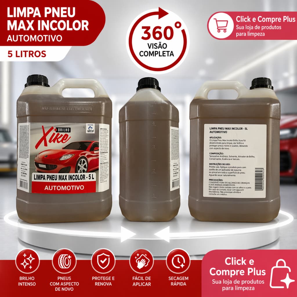 Limpa Pneu Max Incolor 5L – Brilho Duradouro sem Manchar!