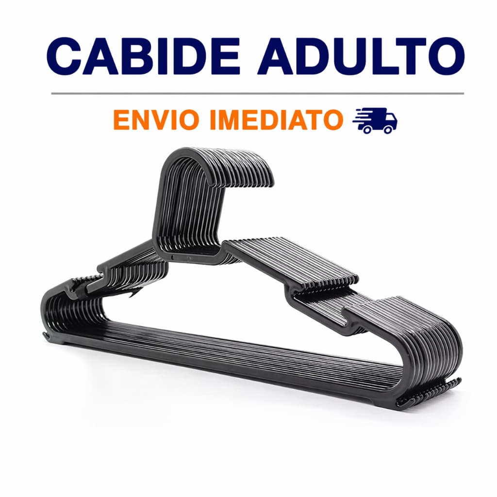 Kit 20 Cabide Resistente Adulto Preto Cabides Organizar Roupas Reforçado