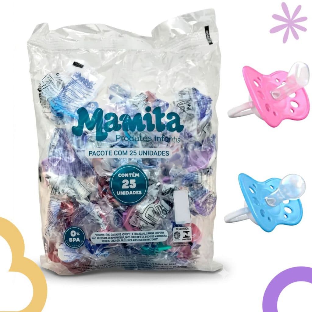 Pacote com 25 chupeta bico silicone para bebê redondo anatomico