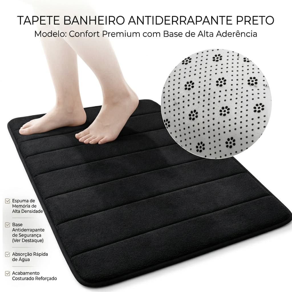 Tapete Banheiro Espuma de Memória Antiderrapante Super Absorvente Macio Luxo Secagem Rápida