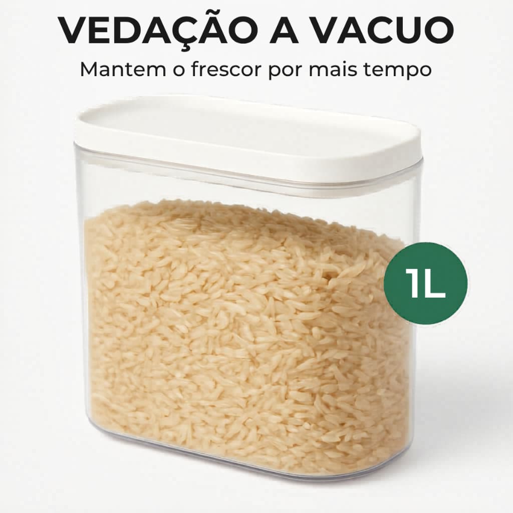 Pote Hermético a Vácuo 1000 ml – Vedação Forte, Livre de Vazamentos, Ideal para Temperos e Grãos