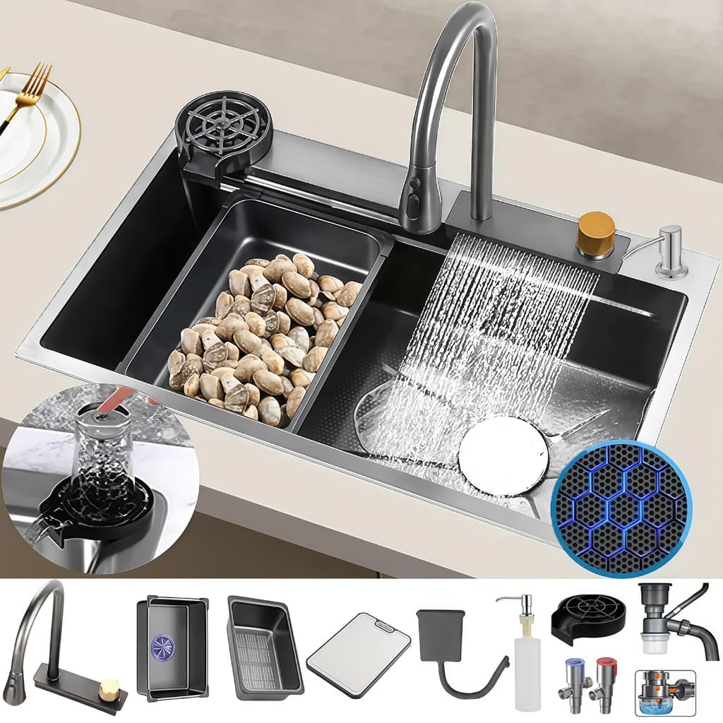 Kit Cuba Cozinha Gourmet Completa Inox Lavador Copos Completa Para Pia de Cozinha