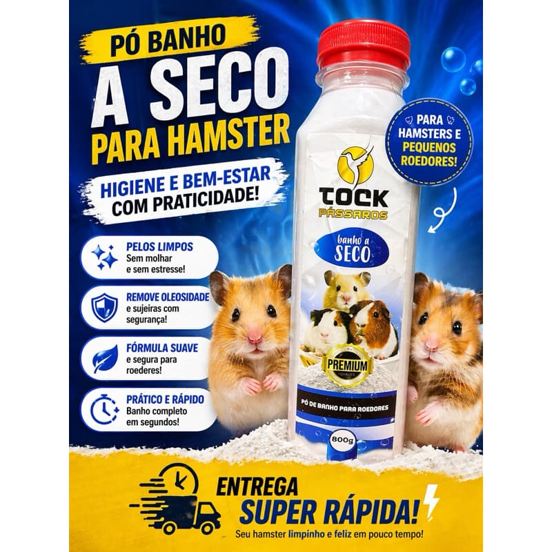 Pó Banho Seco Para Chinchila Hamster Roedores 800G