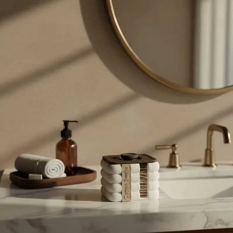 Caixa Porta Cotonetes Minimalista com Tampa – Organizador Premium para Banheiro e Higiene | Compacto e Elegante
