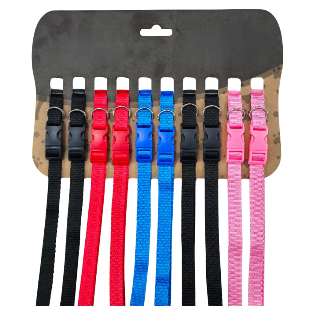 10 Coleiras Ajustáveis Pet Coloridas Ideal para Cachorros de Médio e Grande Porte