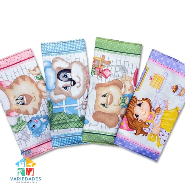 5 PANOS De Prato Atoalhado DOHLER KIT C/5 PEÇAS Cozinha Felpudo Estampado Super Oferta