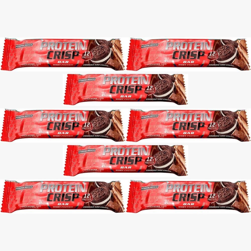 KIT 8X CRISP BAR COOKIES AND CREAM INTEGRALMEDICA 45G - BARRA DE PROTEÍNA