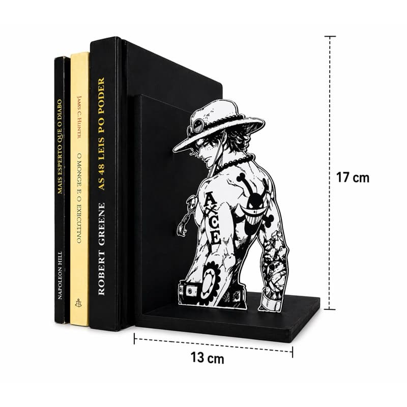Porta Livros Decorativo Pirata das Chamas MDF Preto | Aparador Geek para Estante