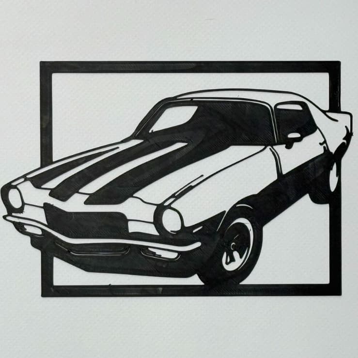 Quadro Escultura de Parede Camaro Clássico 18x12cm - Decoração Geek Automotiva 3D